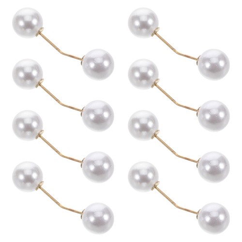 8pcs white pearl shirt pins - shirt,